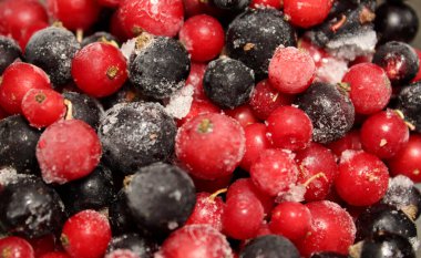 Üzerinde buz olan dondurulmuş renkli frenk üzümü deseni.