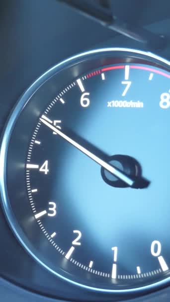 Moving Arrow Car Tachometer Indicates Engine Revolutions Vertical Stock Video — Stock Video