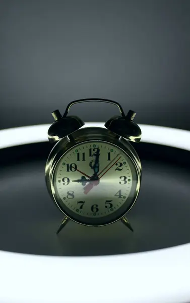 Bedside Rare Alarm Clock Modern Circle Lamp Stock Фото — стоковое фото