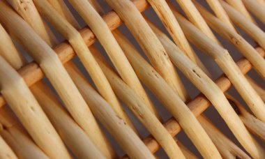 Dokuma Yapısı 'nda Söğüt Sarmaşıkları Aşırı Yakın Çekim Görünümü. Desenli Retro Wicker Ahşap Şablon Fotoğrafı