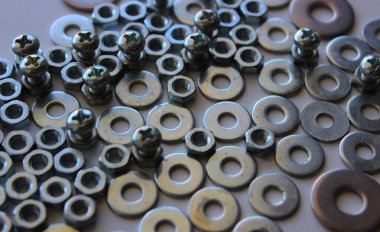Daha Fastener Donanım Parçacıkları Birbirlerine Yakın Stok Resmine Sığdırıldı