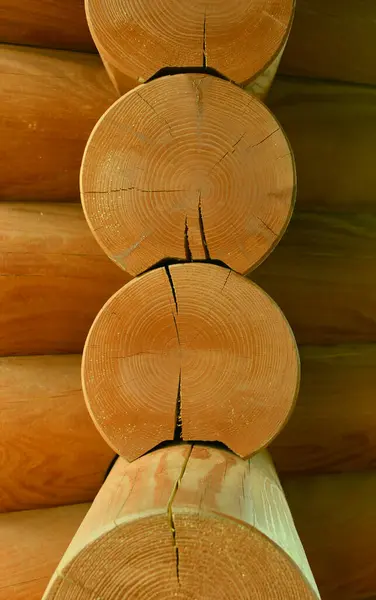 stock image Log Cabin Corner Connection In Wooden Architecture Style. Corner Joint Of Log House 