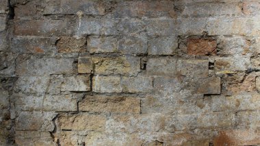 Hasarlı Tuğla Masonluğu. Bir Brick House 'un Yaşını Göstermek İçin Fotoğraf Dokuması