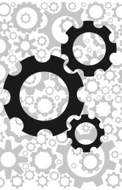 Canlarım ve dişlerim. Bir pankart veya duvar kağıdı için dikey mekanik tasarım