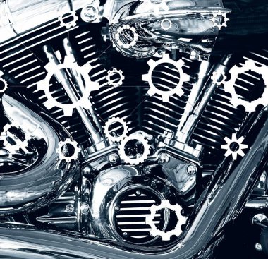 Krom Parça ve Egzoz Sistemli Parlak Motorun Beyaz Dişli Tekerlekleri Tasarımı