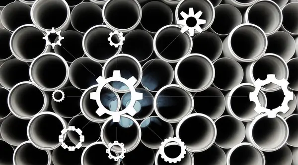 Farklı Tasarım Vites Arasındaki Noktalı Çizgiler Gri Tüplerin Kenarlarını Çiziyor