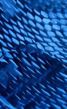 Mavi renkli dikey resimli kübik ve çokgen elementlerin soyut geometrik deseni