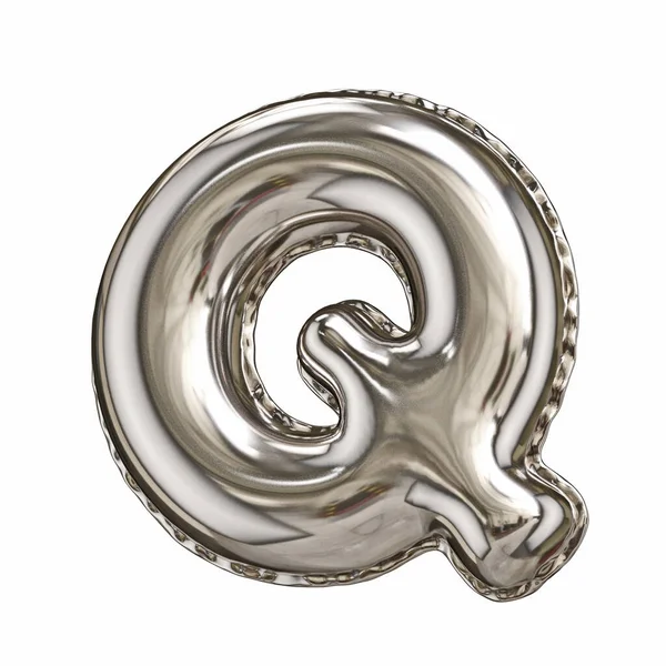 Silver Folie Ballong Typsnitt Bokstav Rendering Illustration Isolerad Vit Bakgrund — Stockfoto