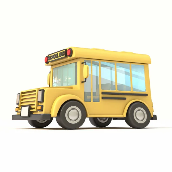 School Bus Side View Rendering Illustration Isolated White Background — Stock Photo, Image