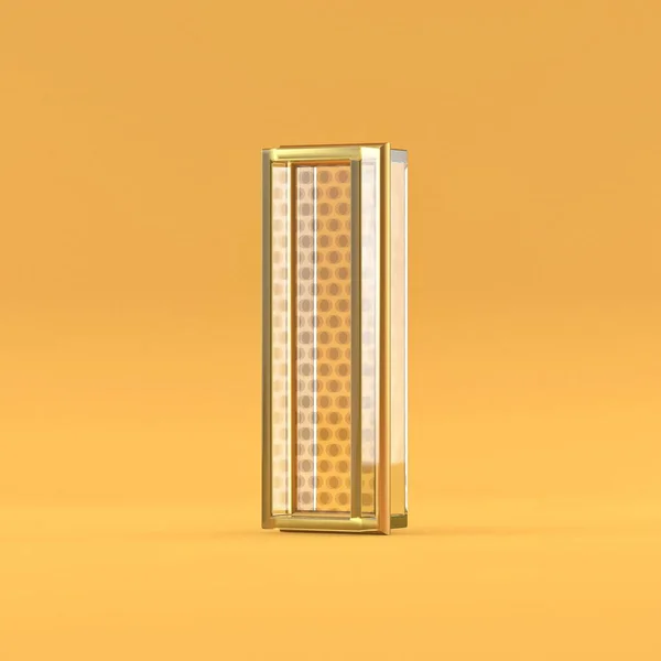 Altın Tel Cam Yazı Tipi Harfi Resimleme Turuncu Arkaplanda Izole — Stok fotoğraf