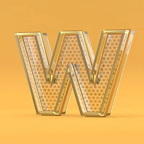 Gold Wire Glas Lettertype Letter Rendering Illustratie Geïsoleerd Oranje Achtergrond — Stockfoto
