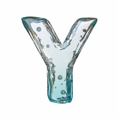 Blue ice font Letter Y 3D rendering illustration isolated on white background