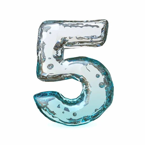 Blue Ice Font Number Five Rendering Illustration Isolated White Background — Foto Stock