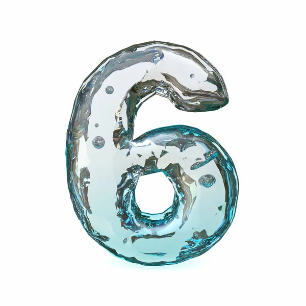 Blue Ice Font Number Six Rendering Illustration Isolated White Background — 스톡 사진