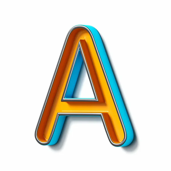 Oranje Blauw Dun Metaal Lettertype Letter Een Weergave Illustratie Geïsoleerd — Stockfoto