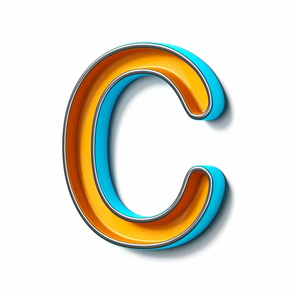 橙色蓝色薄薄的金属字体字母C 3D渲染图形隔离在白色背景上 — 图库照片