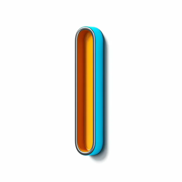 Oranje Blauw Dun Metaal Lettertype Letter Rendering Illustratie Geïsoleerd Witte — Stockfoto