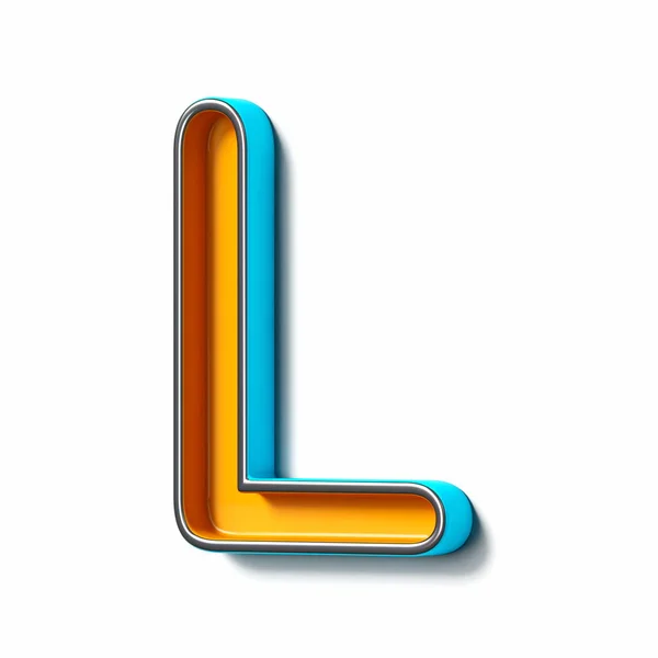 Πορτοκαλί Μπλε Λεπτό Μέταλλο Γραμματοσειρά Letter Απόδοση Εικονογράφηση Απομονωμένη Λευκό — Φωτογραφία Αρχείου