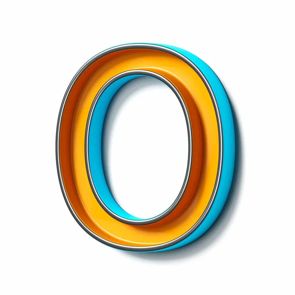 Oranje Blauw Dun Metaal Lettertype Letter Rendering Illustratie Geïsoleerd Witte — Stockfoto