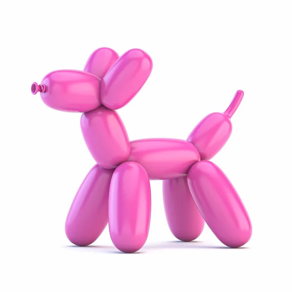 Рожева Повітряна Куля Собака Візуалізація Ілюстрація Ізольована Білому Тлі — стокове фото
