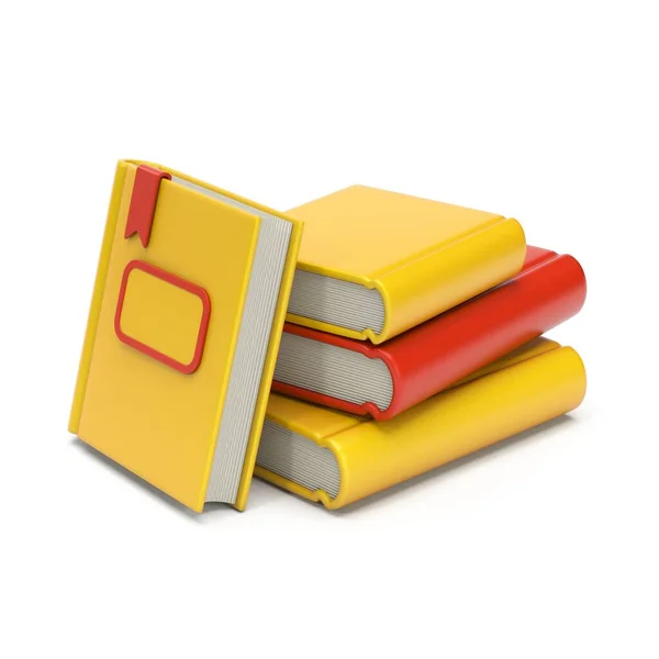 黄色の本のスタック白い背景に隔離された3Dレンダリングイラスト — ストック写真