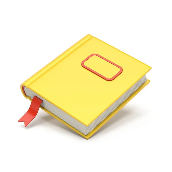 黄色の電子ブックと赤のブックマーク3Dレンダリングイラストは白の背景に隔離 — ストック写真
