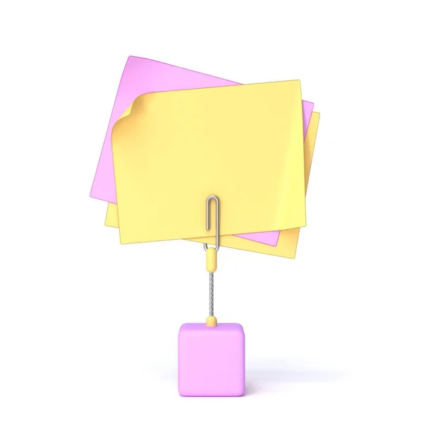 Держатель Карточки Сообщения Розовой Основой Рендеринга Иллюстрация Изолированы Белом Фоне — стоковое фото