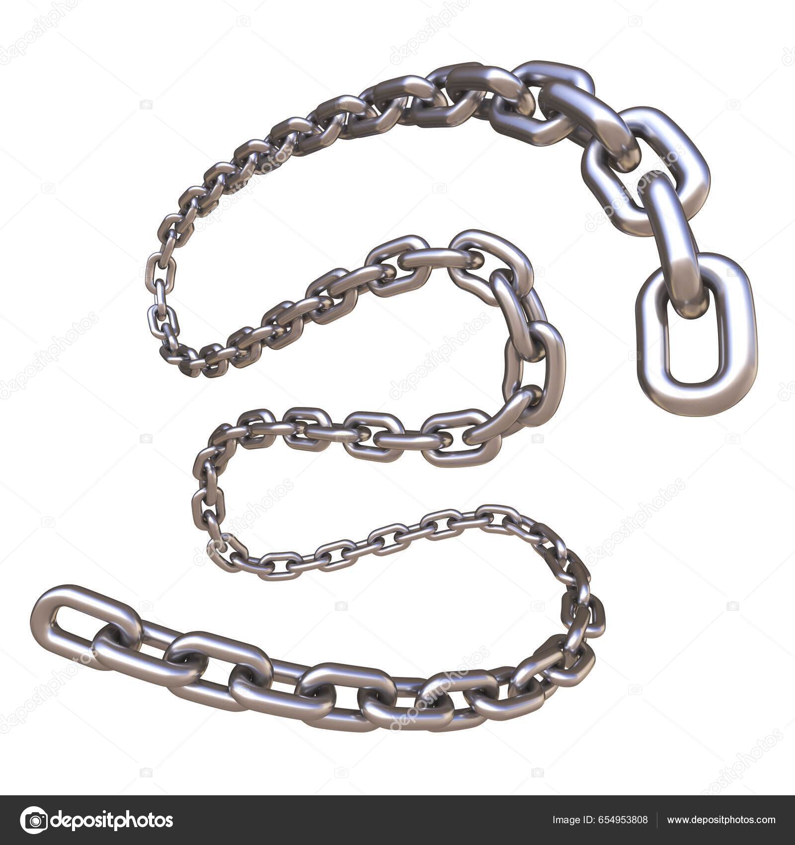 Metal Chain Curved Rendering Illustration Isolated White