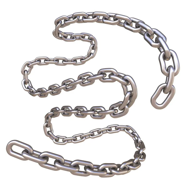 Metal Chain Curved Rendering Illustration Isolated White Background — Stock Photo, Image