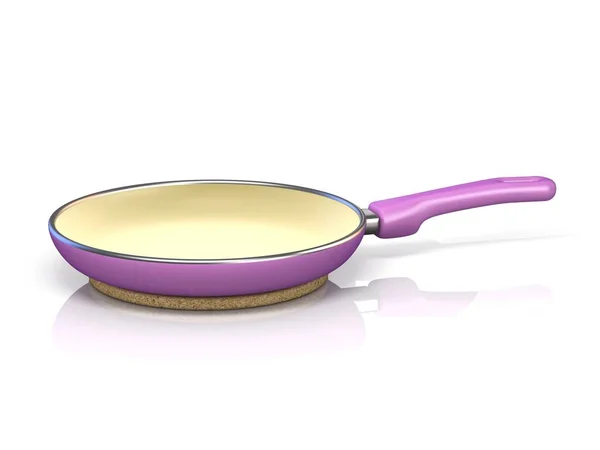 Purple Cooking Pan Rendering Illustration Isolated White Background — Stock Photo, Image