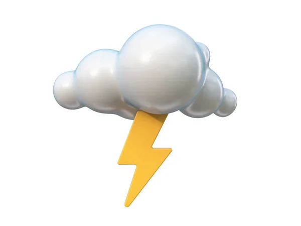 Іконка Погоди Хмара Блискавкою Ілюстрація Рендеринга Ізольована Білому Тлі — стокове фото