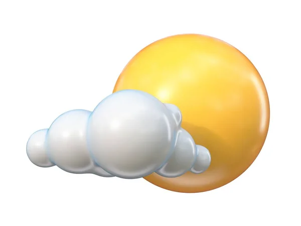 Icono Del Tiempo Nube Con Gran Sol Ilustración Representación Aislada — Foto de Stock