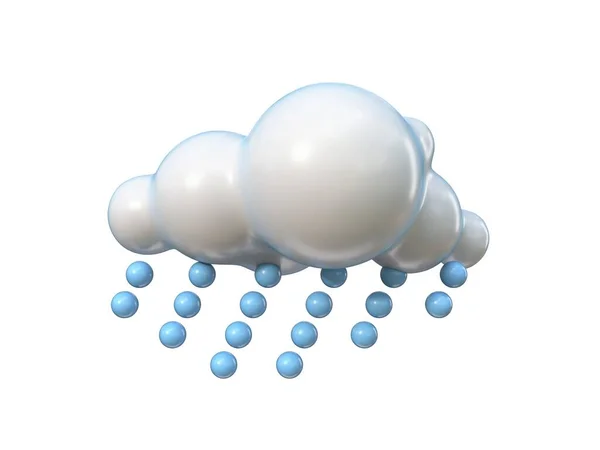 Väder Ikon Moln Med Lätt Regn Rendering Illustration Isolerad Vit — Stockfoto