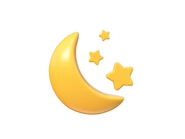 Иконка Погоды Ночная Луна Звезды Рендеринг Иллюстрации Изолированы Белом Фоне — стоковое фото