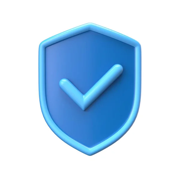 Escudo Azul Con Marca Verificación Ilustración Representación Aislada Sobre Fondo —  Fotos de Stock