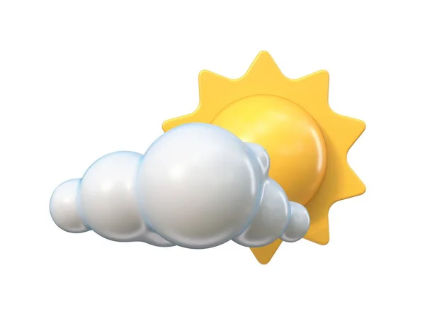 Weather Icon Partly Cloudy Rendering Illustration Isolated White Background — Stock Photo, Image