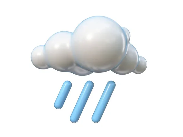 Καιρός Εικονίδιο Σύννεφο Ισχυρή Βροχή Απεικόνιση Απόδοση Απομονώνονται Λευκό Φόντο — Φωτογραφία Αρχείου