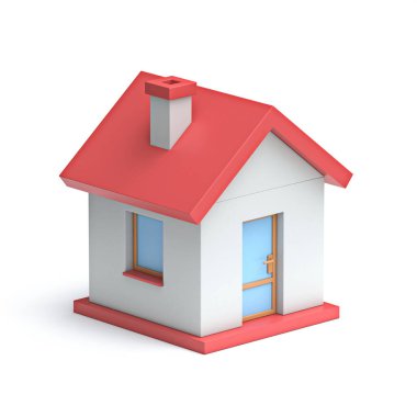 Beyaz arkaplanda ev simgesi 3D görüntüleme izole edildi