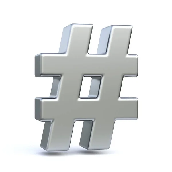 Steel Hashtag Sign Rendering Illustration Isolated White Background — Stock Photo, Image