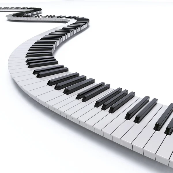 Pianoforte Tastiera Onda Rendering Illustrazione Isolato Sfondo Bianco — Foto Stock
