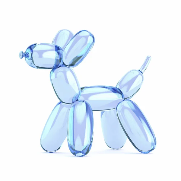 Azul Transparente Cão Balão Renderização Ilustração Isolada Fundo Branco — Fotografia de Stock