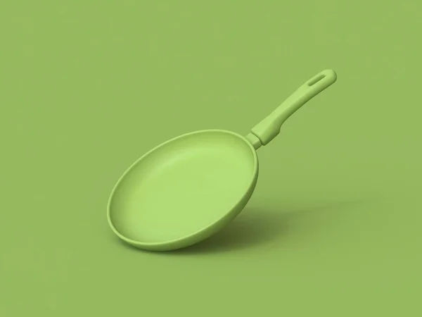 Grön Matlagning Pan Rendering Illustration Isolerad Grön Bakgrund — Stockfoto