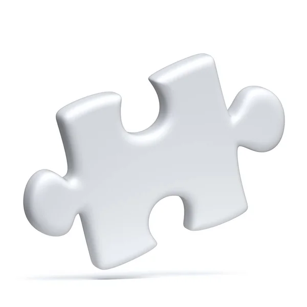 Single White Jigsaw Puzzle Piece Rendering Illustration Isolated White Background — Stock Photo, Image