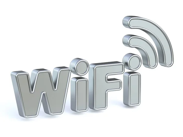 Steel Wifi Sign Rendering Illustration Isolated White Background — Stock Photo, Image