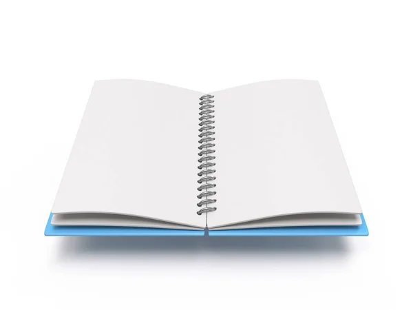 Ilustração Renderização Notebook Aberto Branco Isolada Fundo Branco — Fotografia de Stock