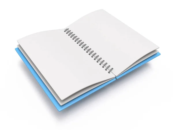 Blank Open Notebook Side View Rendering Illustration Isolated White Background — Stock Photo, Image