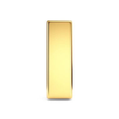 Basit altın yazı tipi harf I 3D resimleme beyaz arkaplan üzerinde izole