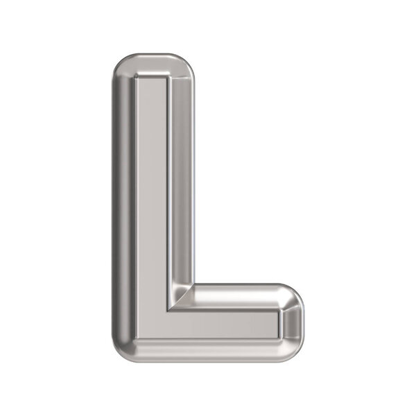 Steel font Letter L 3D rendering illustration isolated on white background