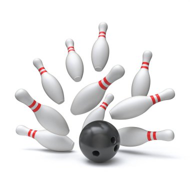 Bowling lobutları 3B görüntüleme beyaz arkaplanda izole edildi