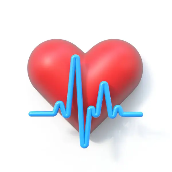 Línea Cardiograma Azul Ilustración Renderizado Del Corazón Aislados Sobre Fondo Imágenes De Stock Sin Royalties Gratis
